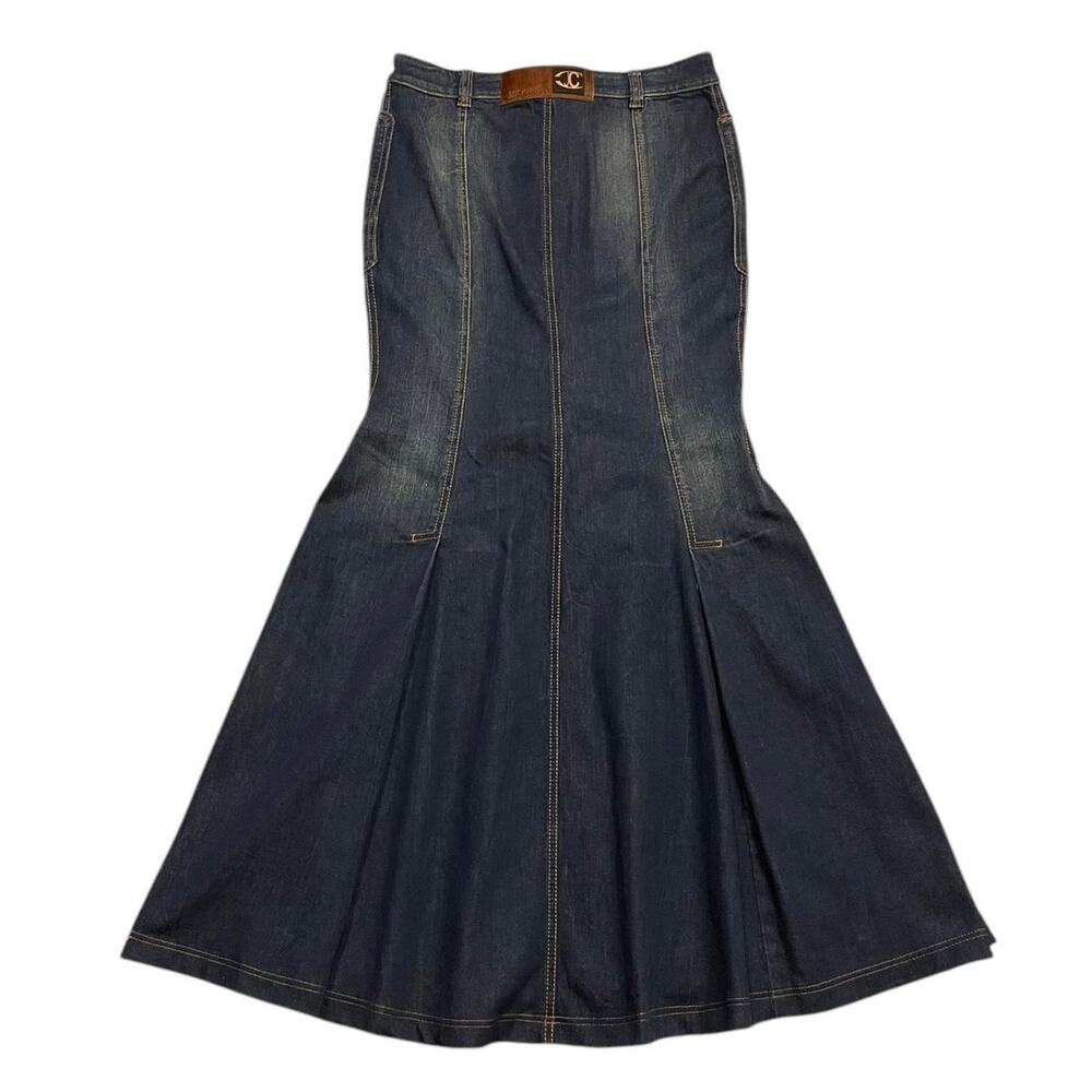 Vintage Y2K Just Cavalli euro grunge sleaze denim mermaid maxi skirt Size 42 - Picture 2 of 8
